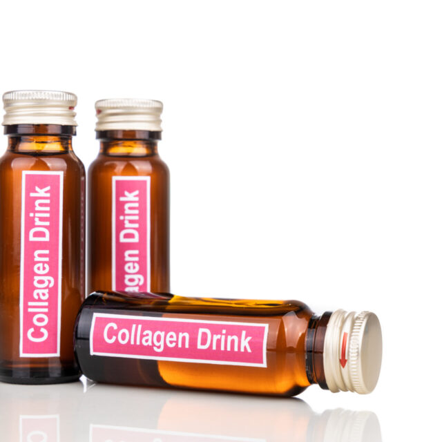 Collagen drinks in bottle as supplement for beauty, anti ageing